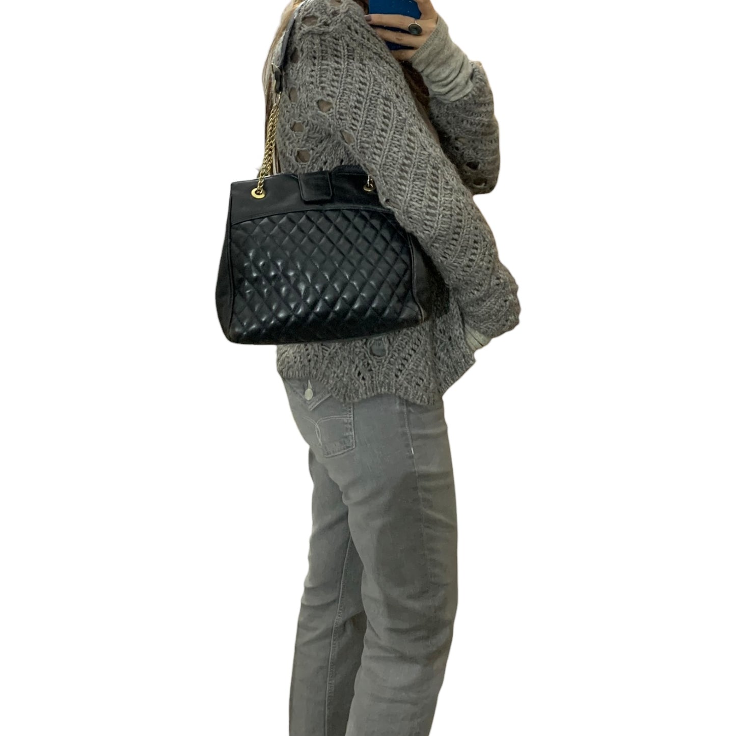Borsa A Spalla Vintage Trapuntata Pelle