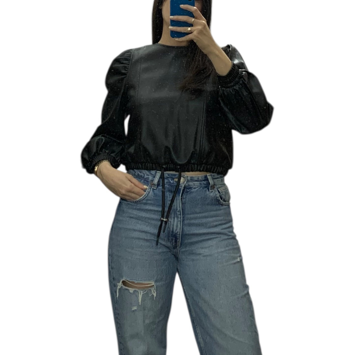 Maglia Cropped Zara Ecopelle