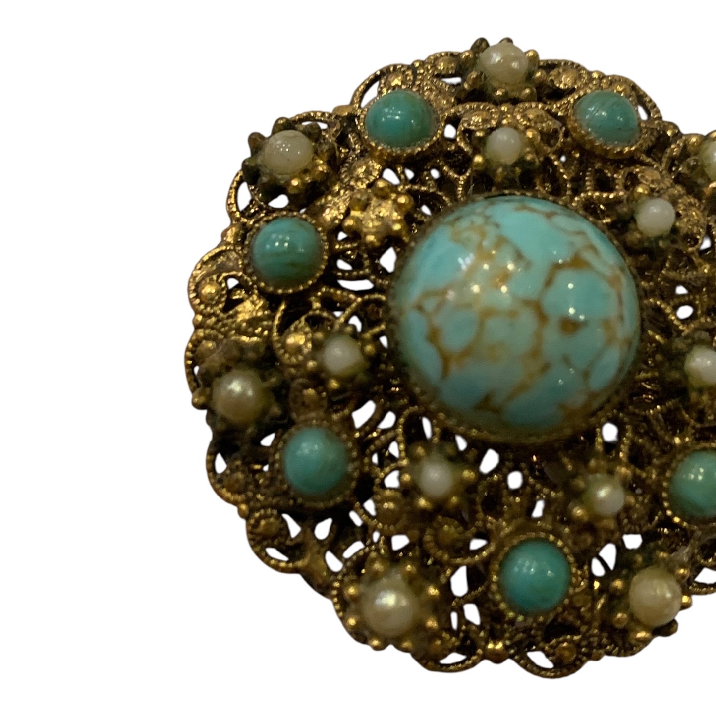 Spilla Vintage Filigrana Con Pietre
