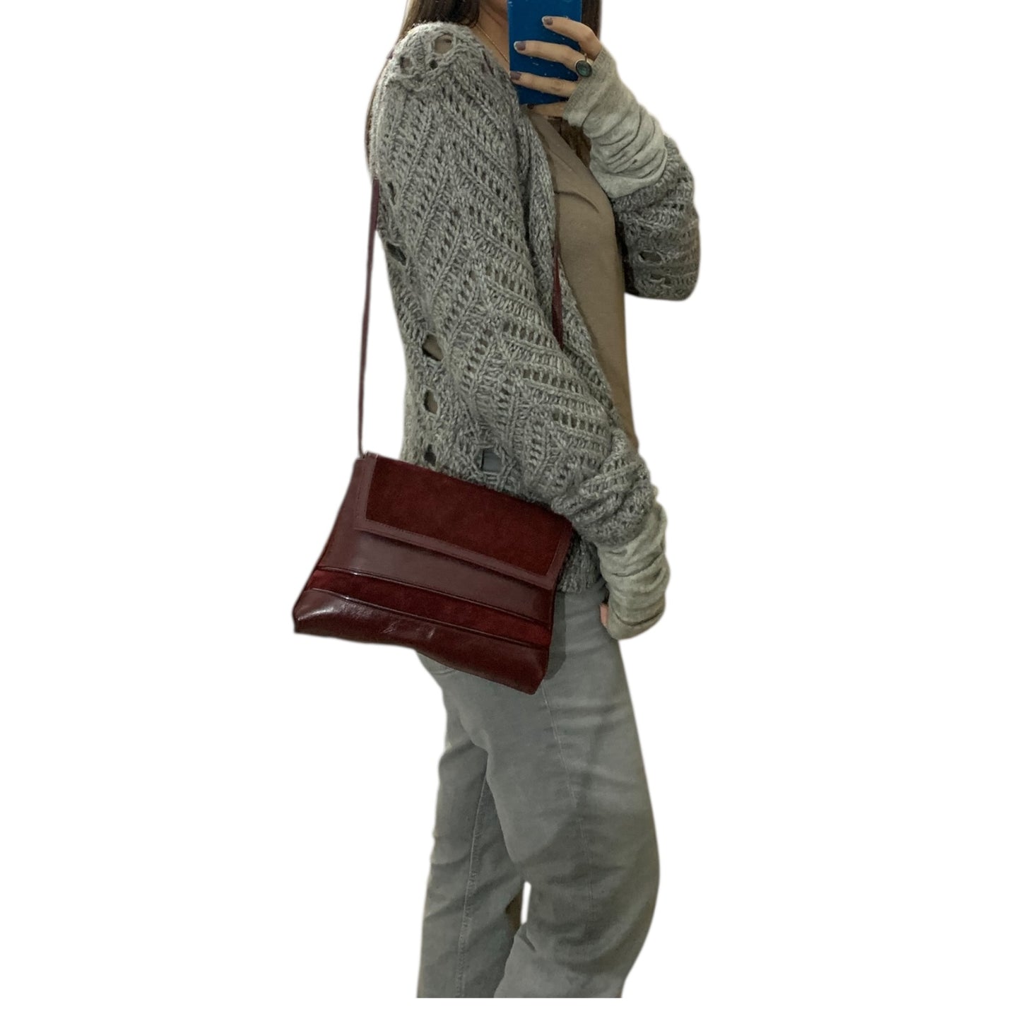 Borsa Tracolla Vintage Pelle Bordeaux