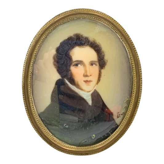 Quadretto Epoca Miniatura Volto