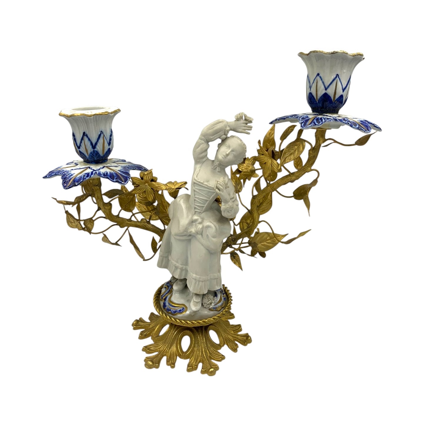 Coppia Candelabri Bisquit Vintage