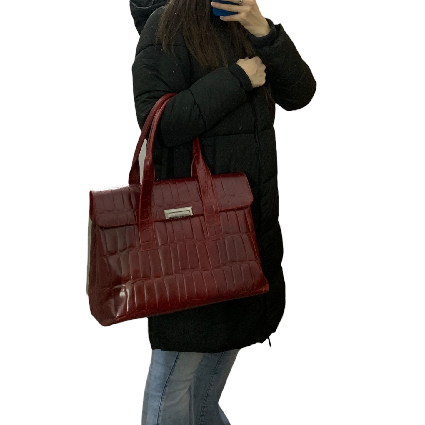 Borsa Donna Vintage Pelle Bordeaux Made In Italy
