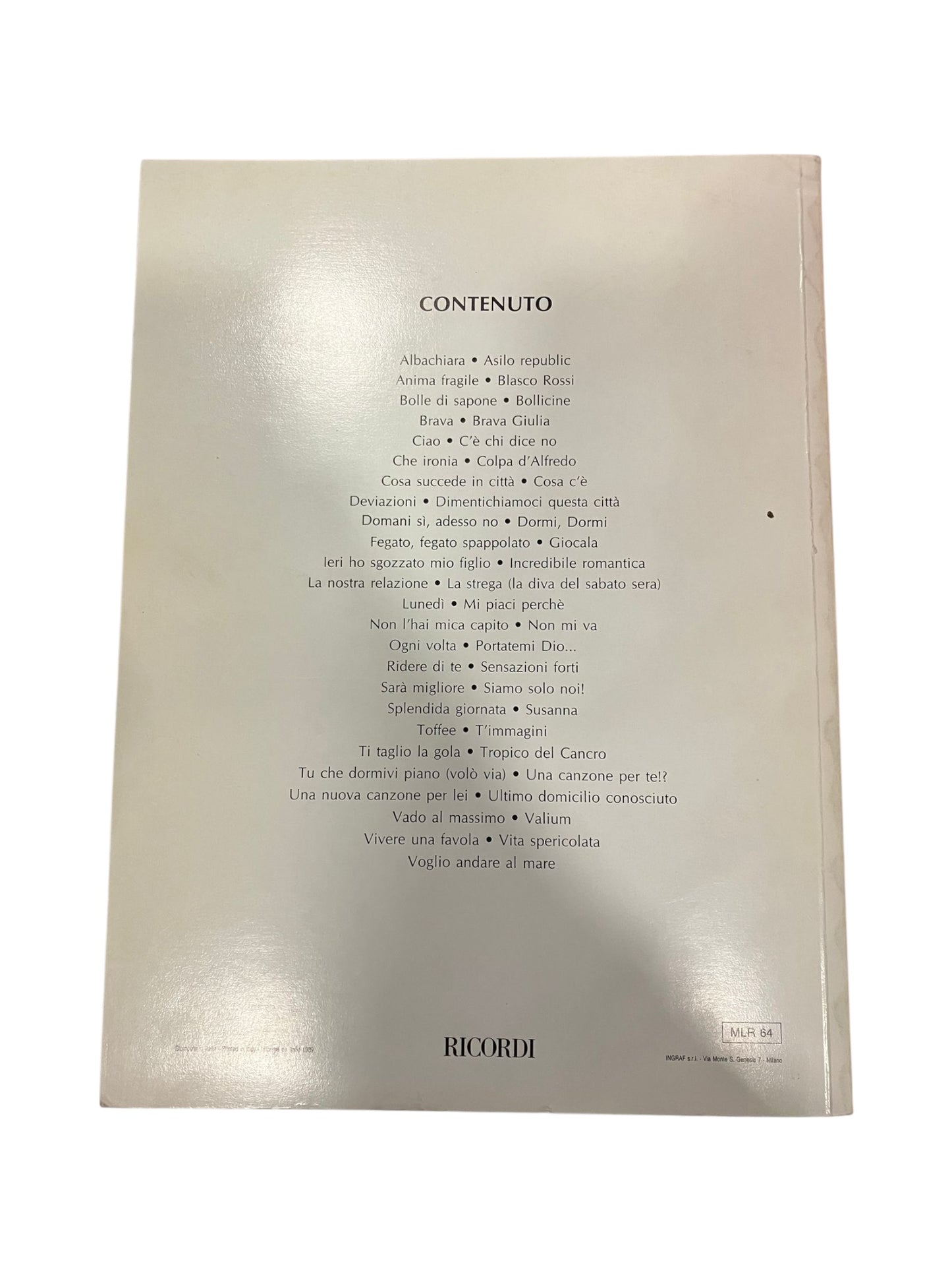 Libro Partiture Vasco Rossi