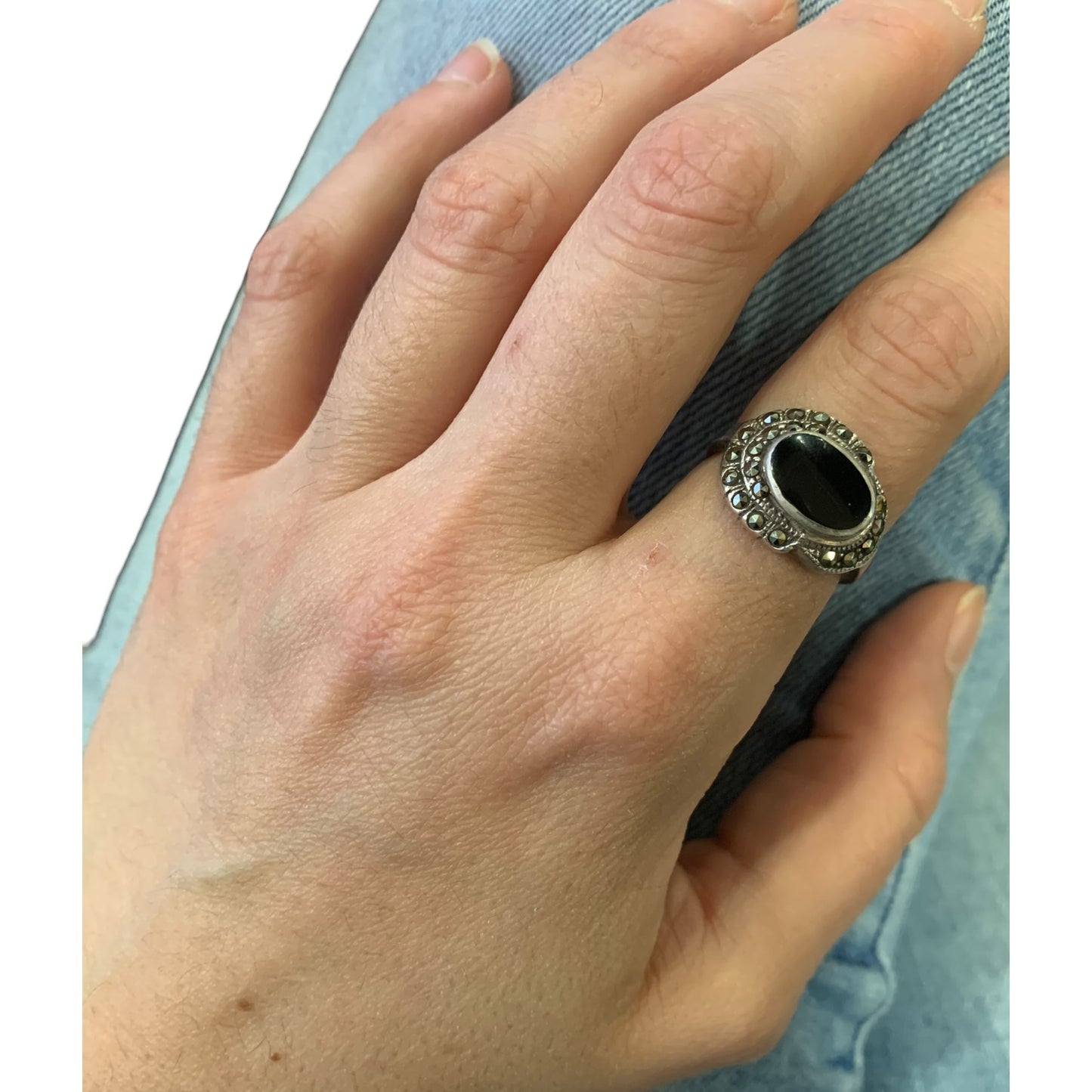 Anello Donna Vintage Pietra Nera