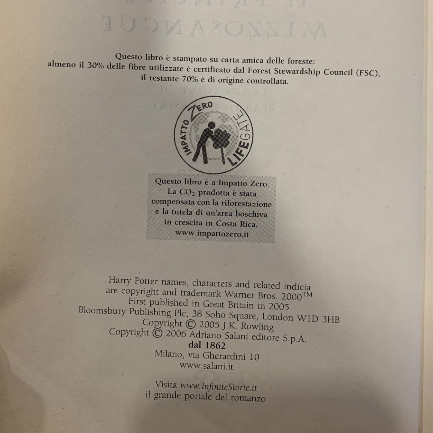 Harry Potter e il Principe Mezzosangue Prima Edizione