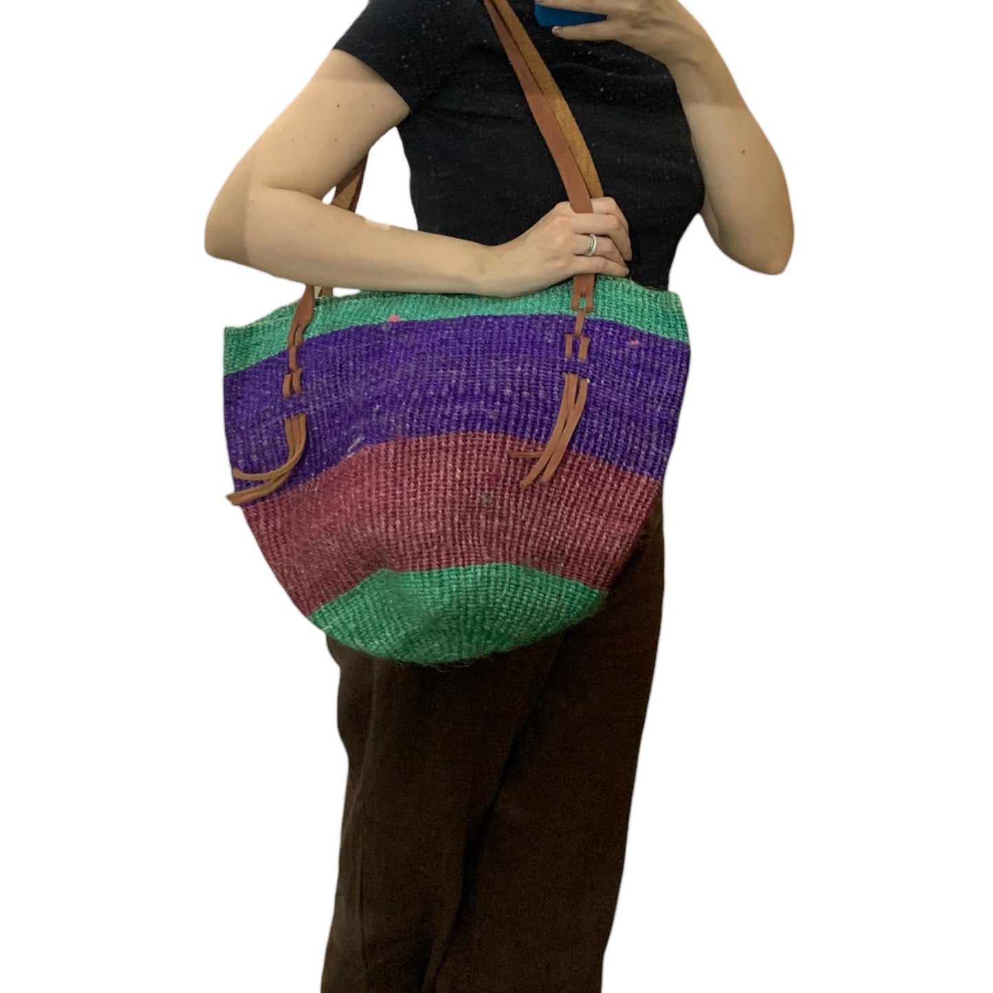 Borsa Donna Vintage Iuta E Pelle