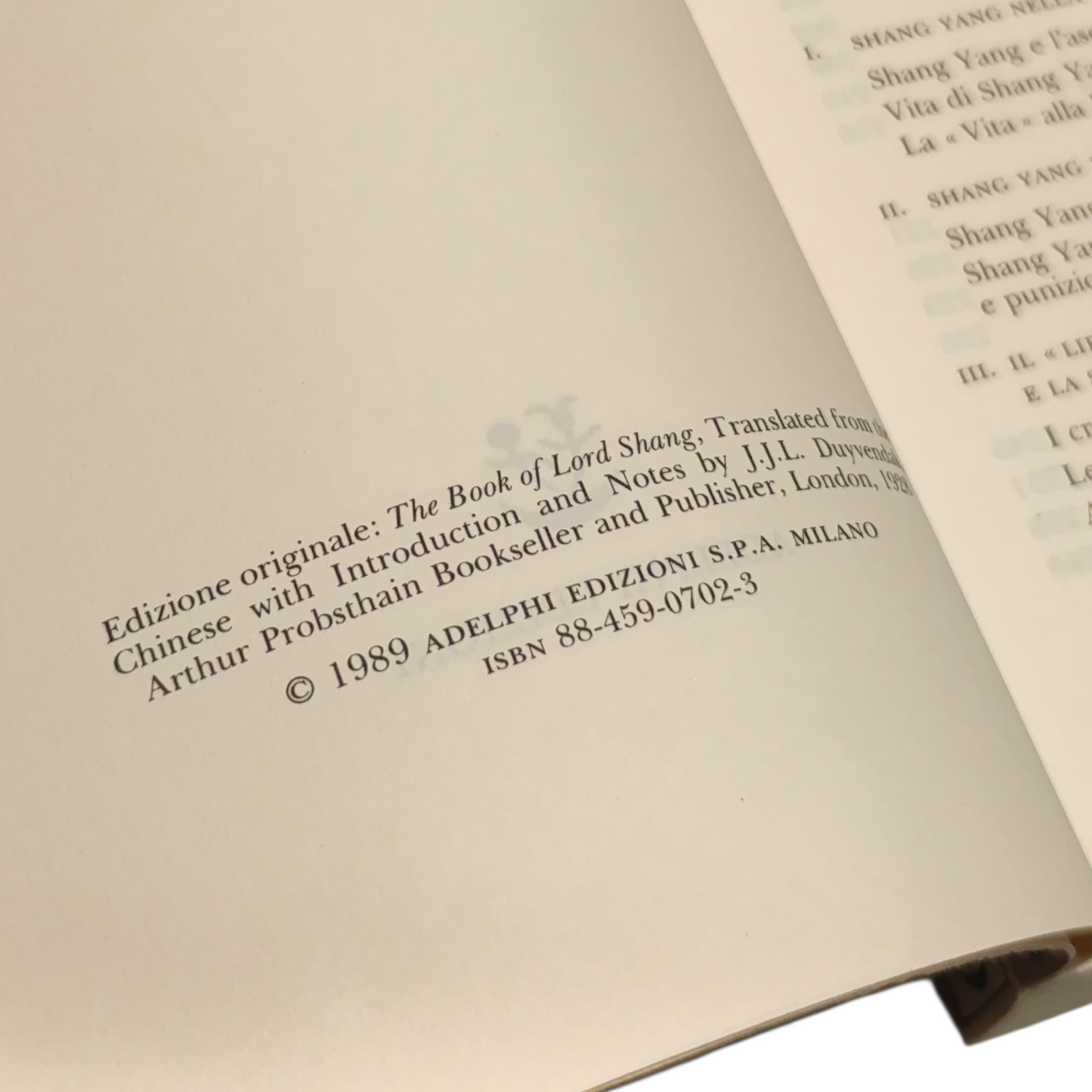 Il Libro Del Signore di Shang, Prima Edizione