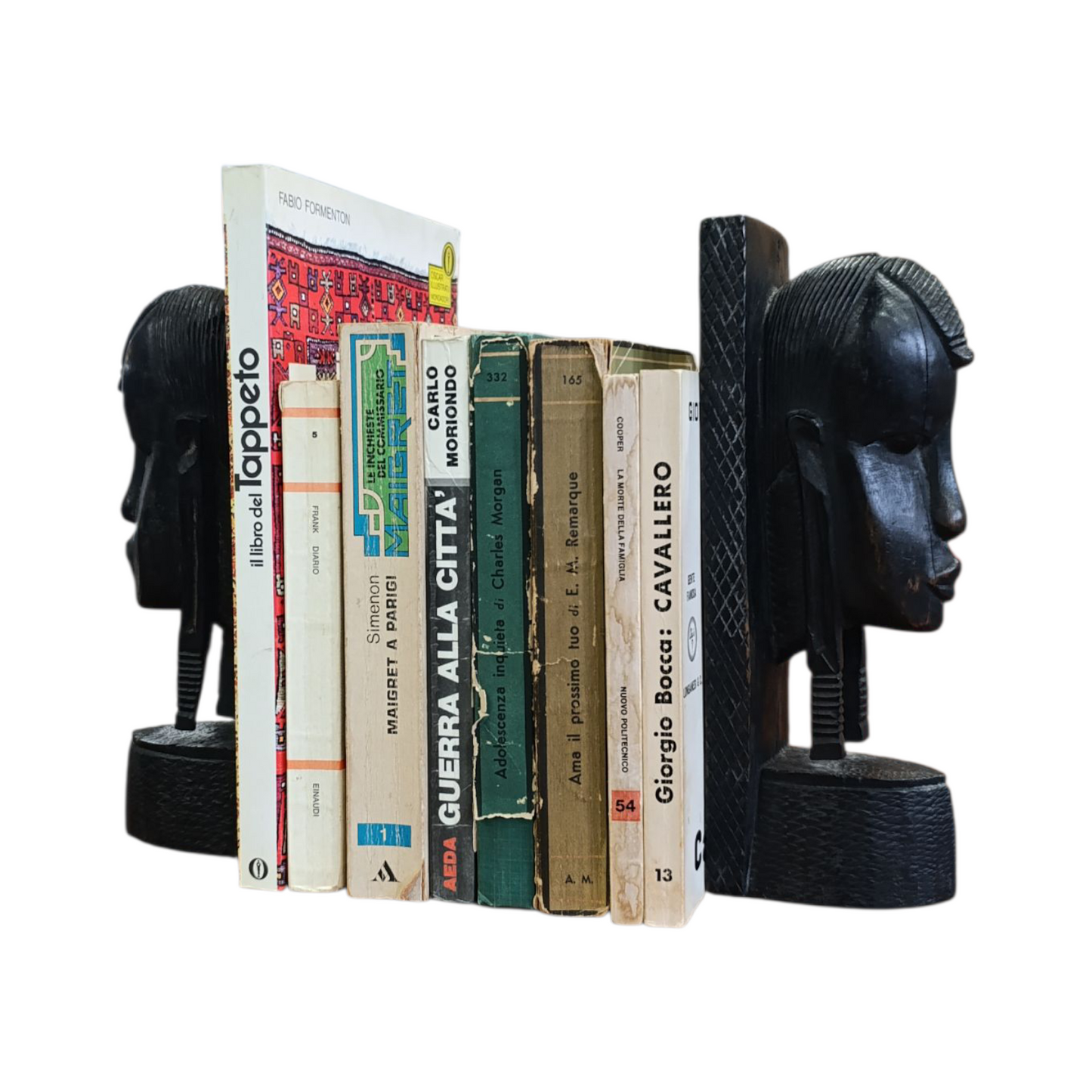 Coppia Ferma Libri Tanganica Ebano Vintage