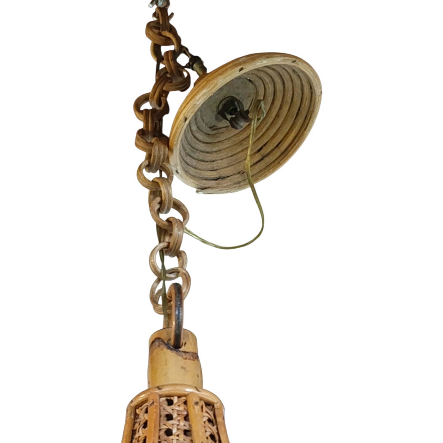 Lampadario Vintage Bamboo E Paglia Di Vienna