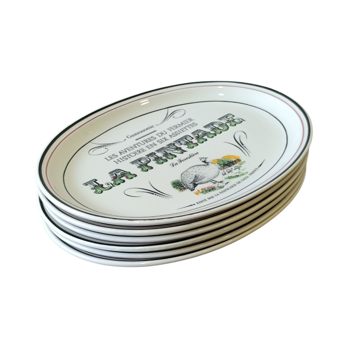 Set 6 Piatti Ovali Ceramica Gien Les Aventures Du Fermier