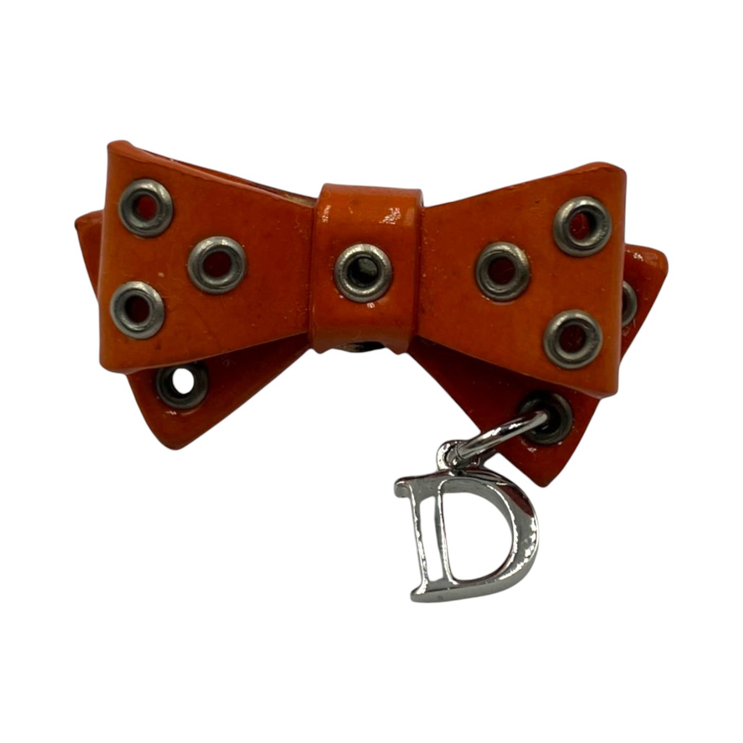 Spilla Christian Dior Fiocco Pelle Arancione