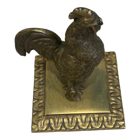 Scultura Vintage Metallo Gallo