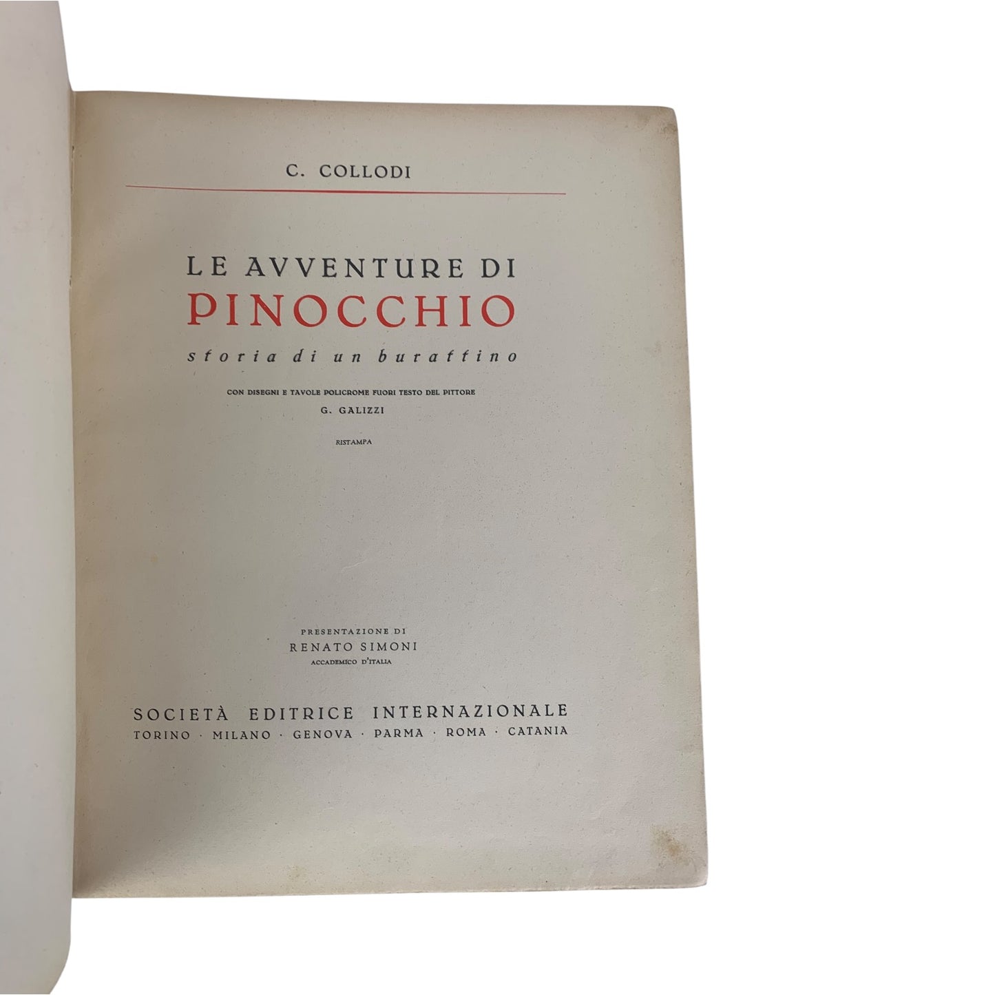 Libro Le Avventure Di Pinocchio 1944