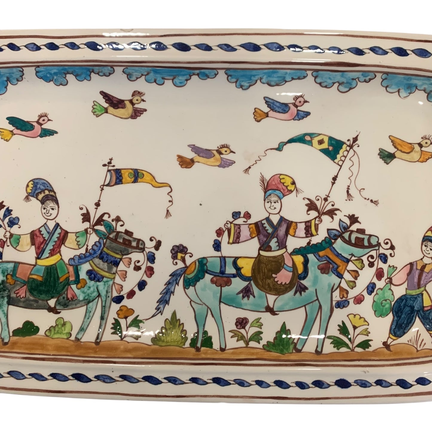 Vassoio Ceramica Vintage Dipinto A Mano