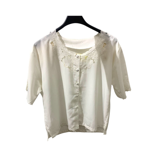 Blusa Donna Vintage Bianca Traforata