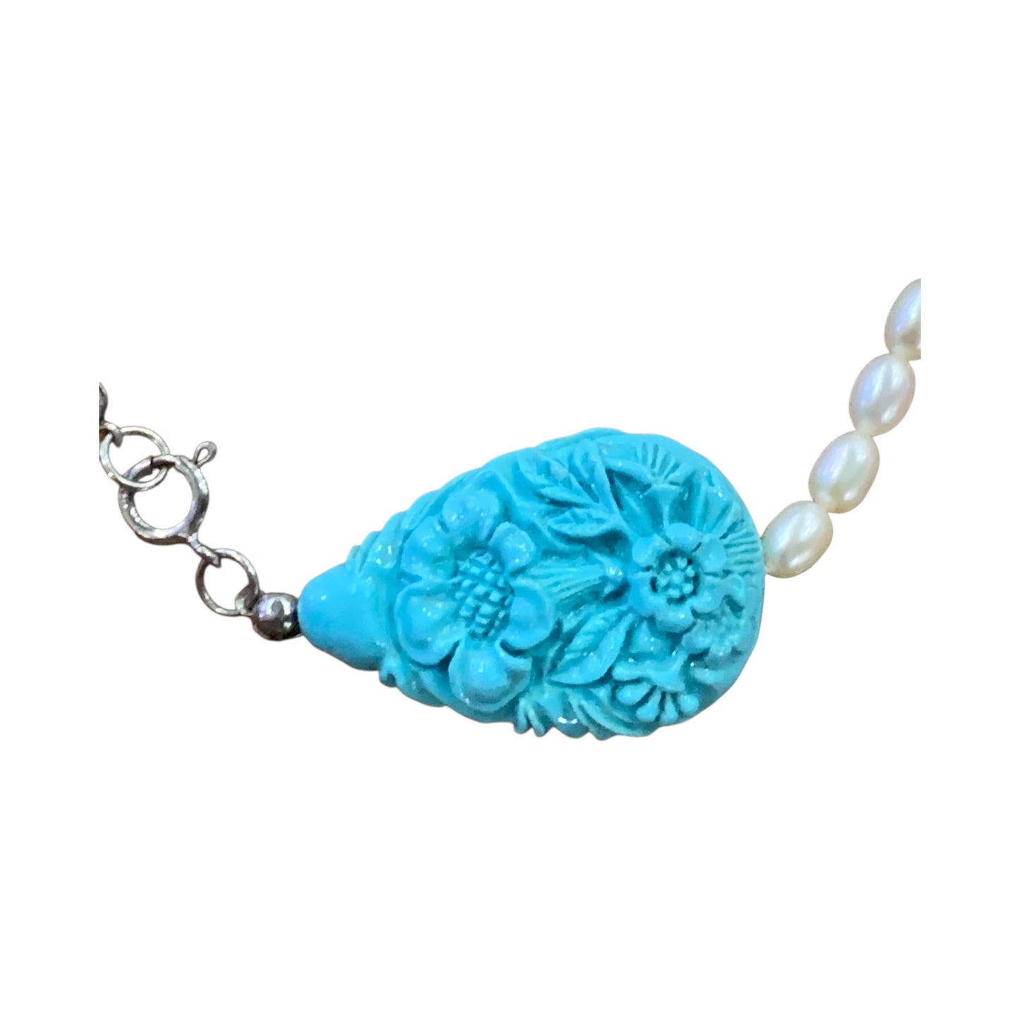 Collana Perle Di Fiume E Pasta Di Turchese