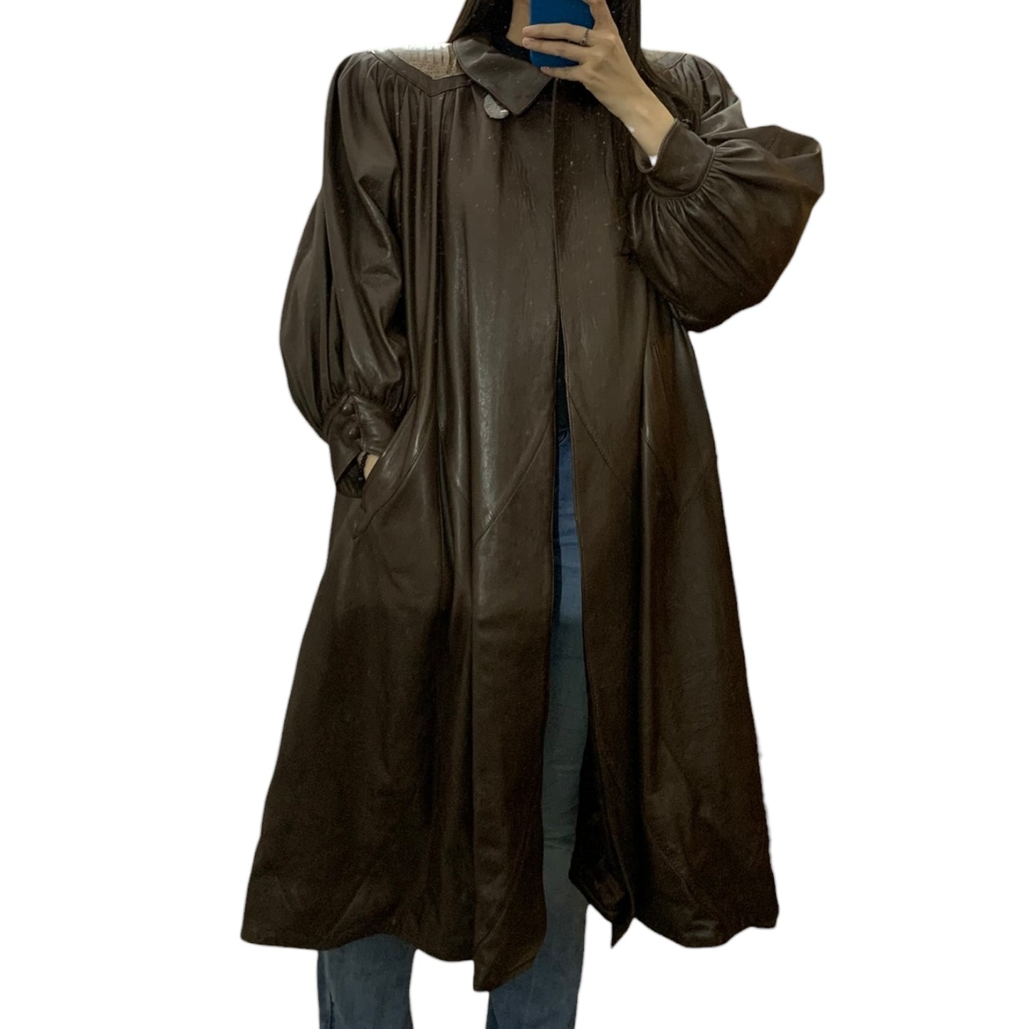 Cappotto Donna Vintage Anni 80 Pelle