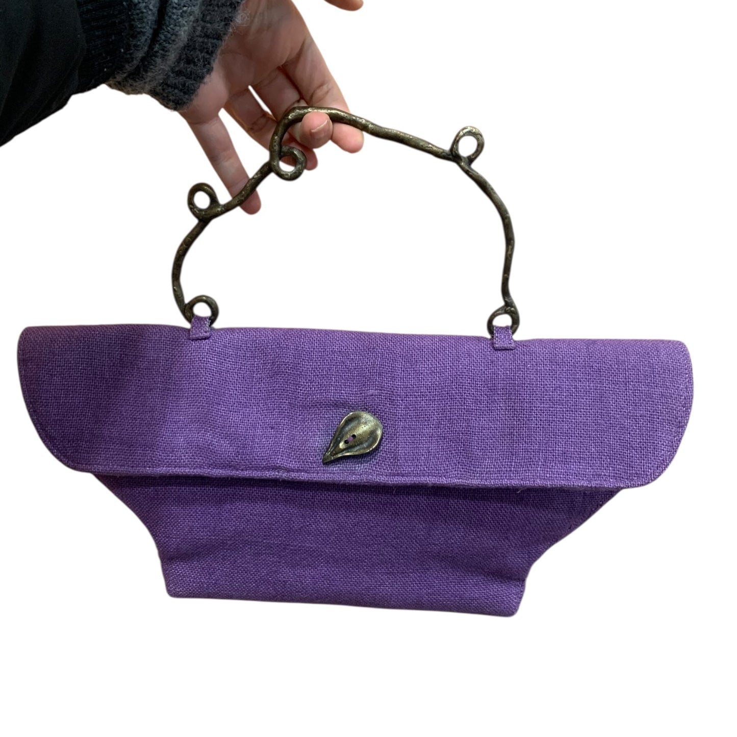 Borsetta A Mano Viola Manico Ottone