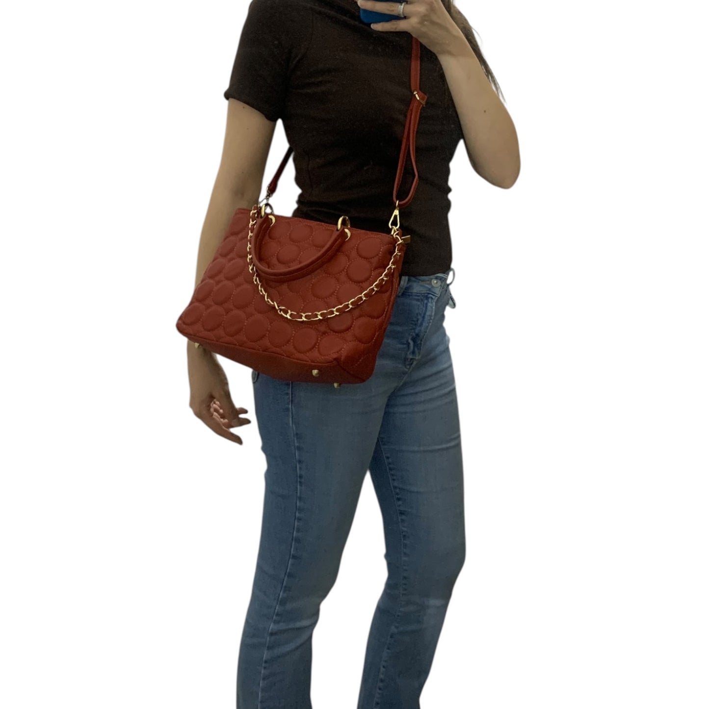 Borsa Tracolla Vera Pelle Trapuntata Bordeaux