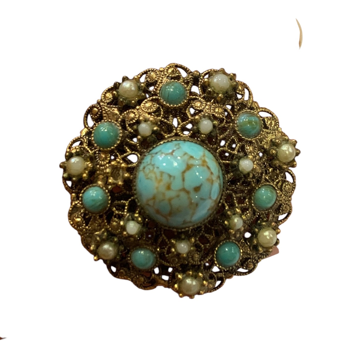 Spilla Vintage Filigrana Con Pietre