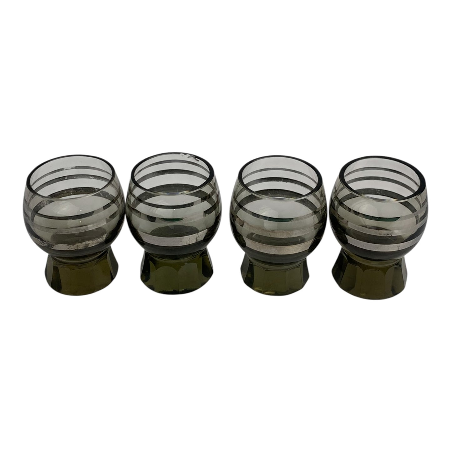 Set Bottiglia + Bicchieri Mid Century Vetro Fume