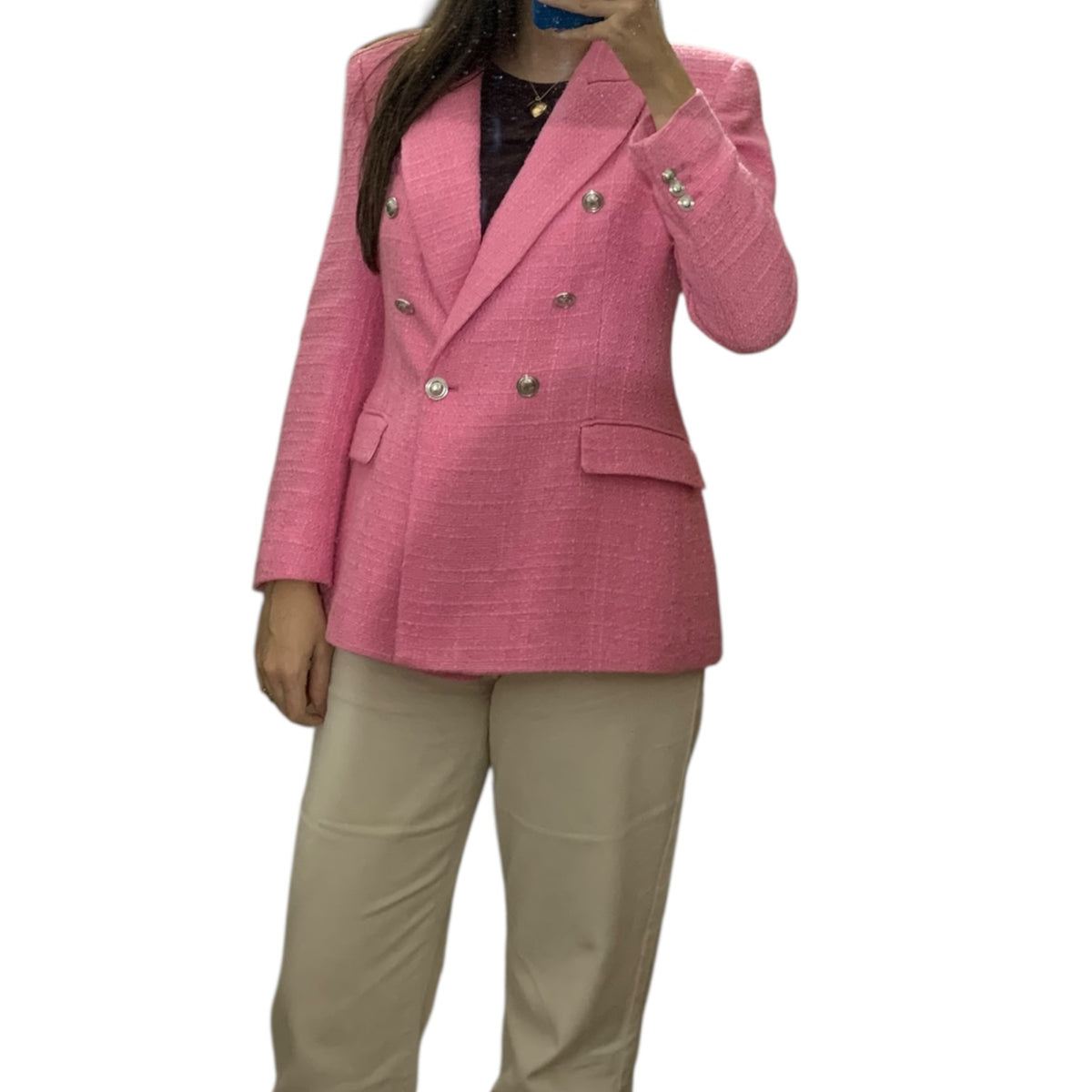 Blazer Donna Zara Doppiopetto Rosa