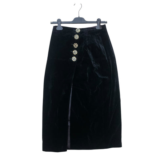 Gonna Vintage Velluto Nero Bottoni Gioiello
