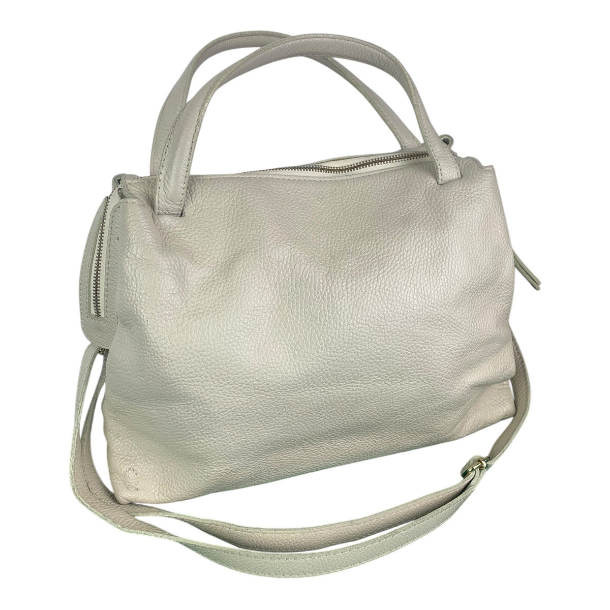 Borsa Tracolla Vera Pelle Panna