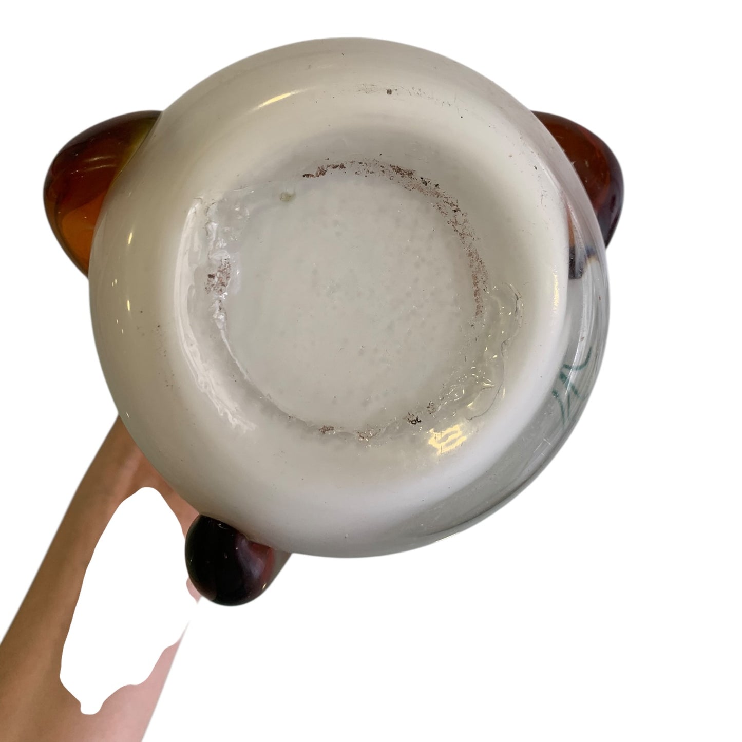 Vaso Vetro Di Murano Lattimo Con Roselline