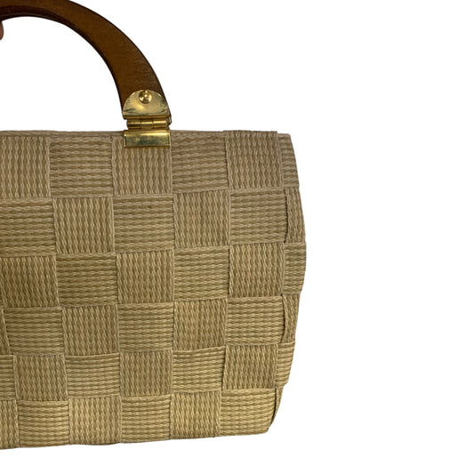 Borsa A Mano Vintage Paglia E Legno
