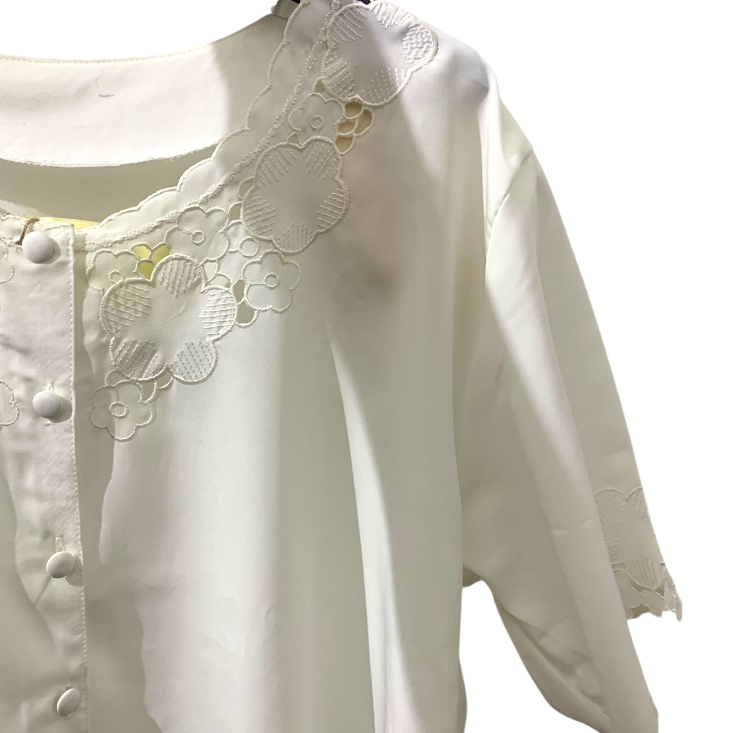 Blusa Donna Vintage Bianca Traforata
