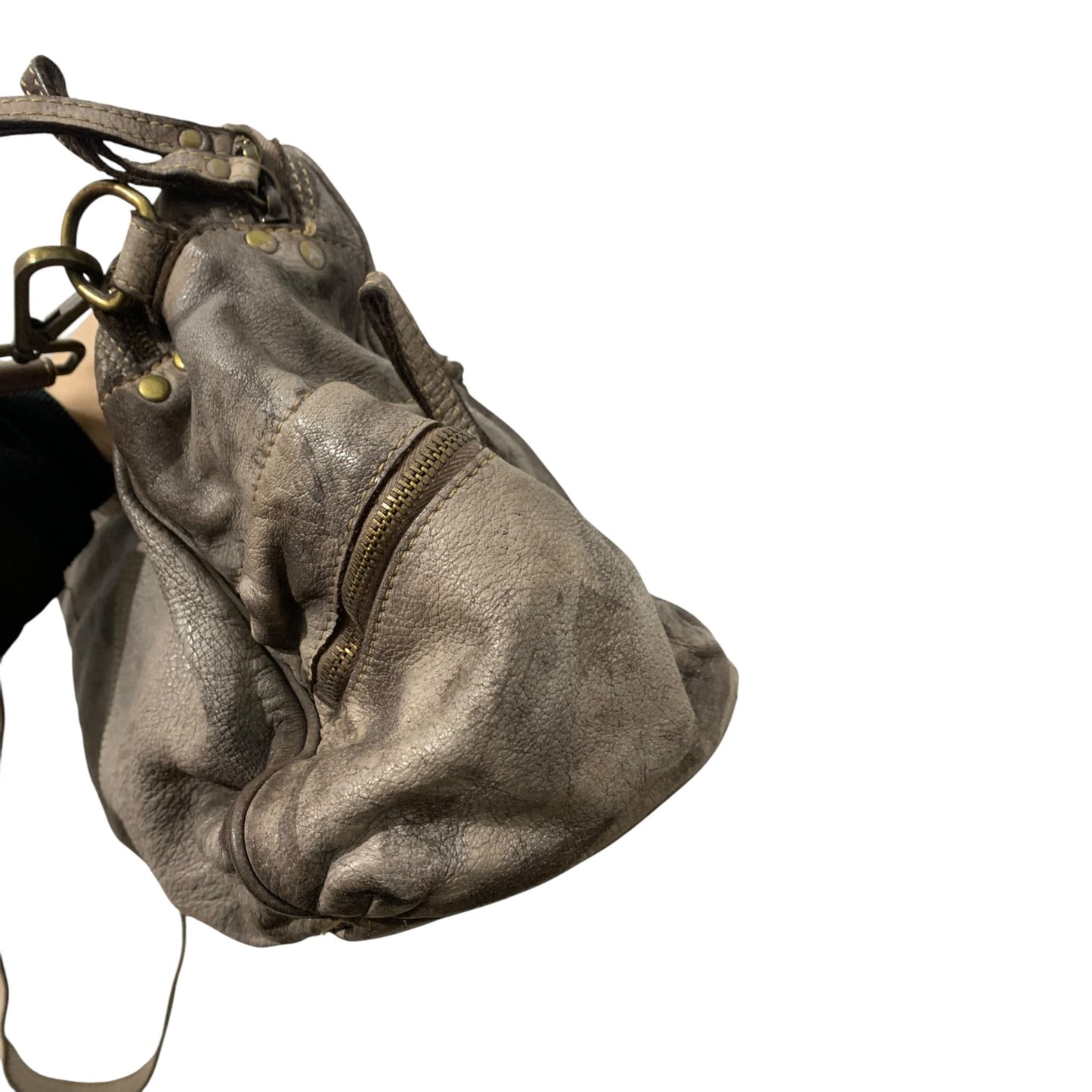 Borsa Tracolla Bayside Pelle Grigio Effetto Rovinato