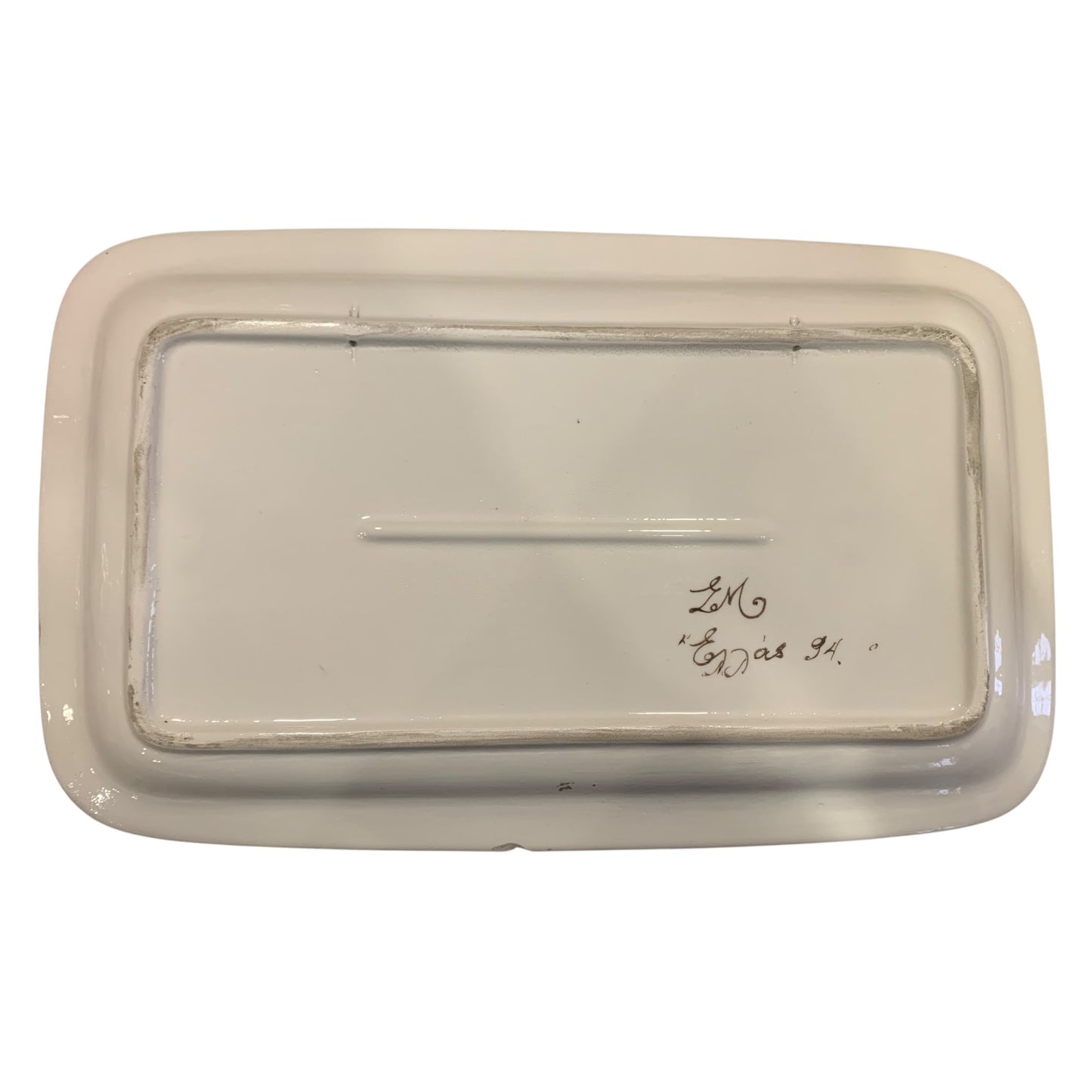 Vassoio Ceramica Vintage Dipinto A Mano