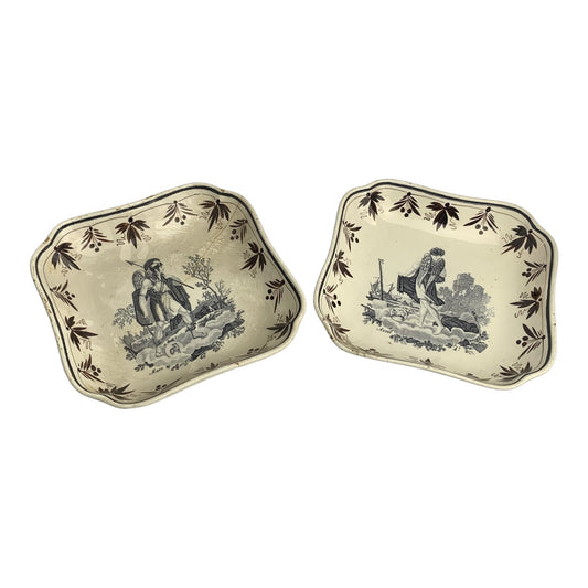 Coppia Piatti Ceramica Dortu Epoca Fine 800