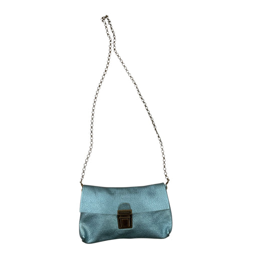 Borsetta Tracolla Pelle Azzurra Metallizzata
