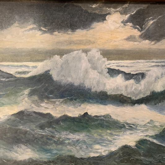 Quadro Epoca Olio Mare In Tempesta