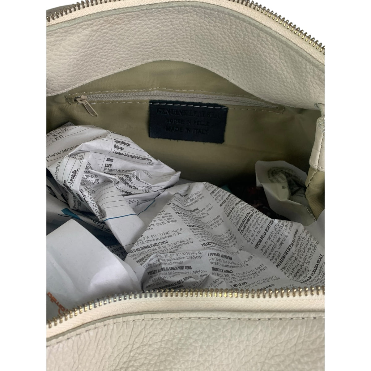 Borsa Tracolla Vera Pelle Panna