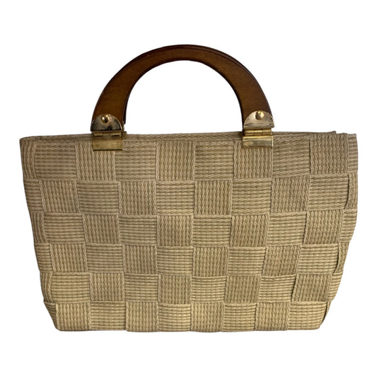 Borsa A Mano Vintage Paglia E Legno