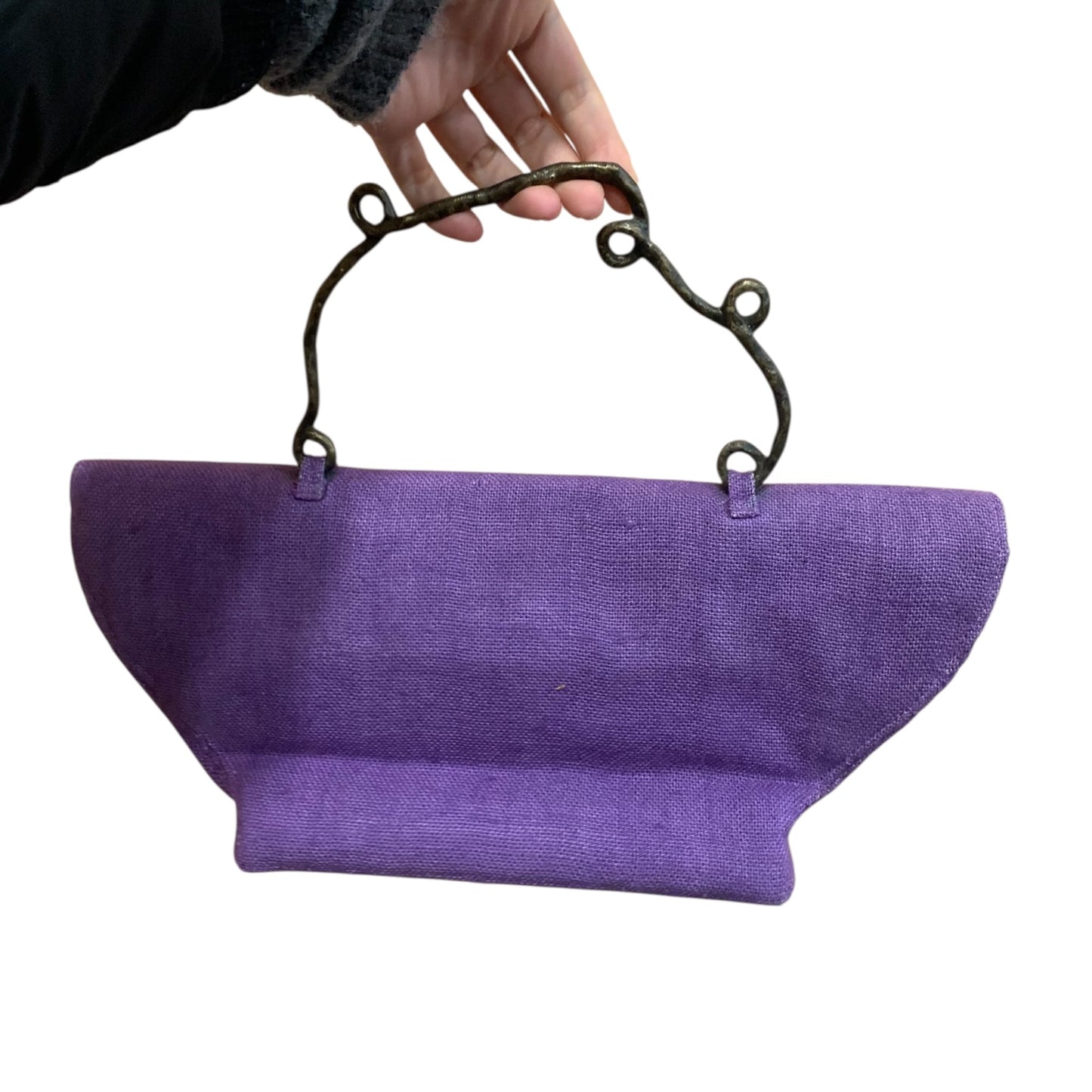 Borsetta A Mano Viola Manico Ottone