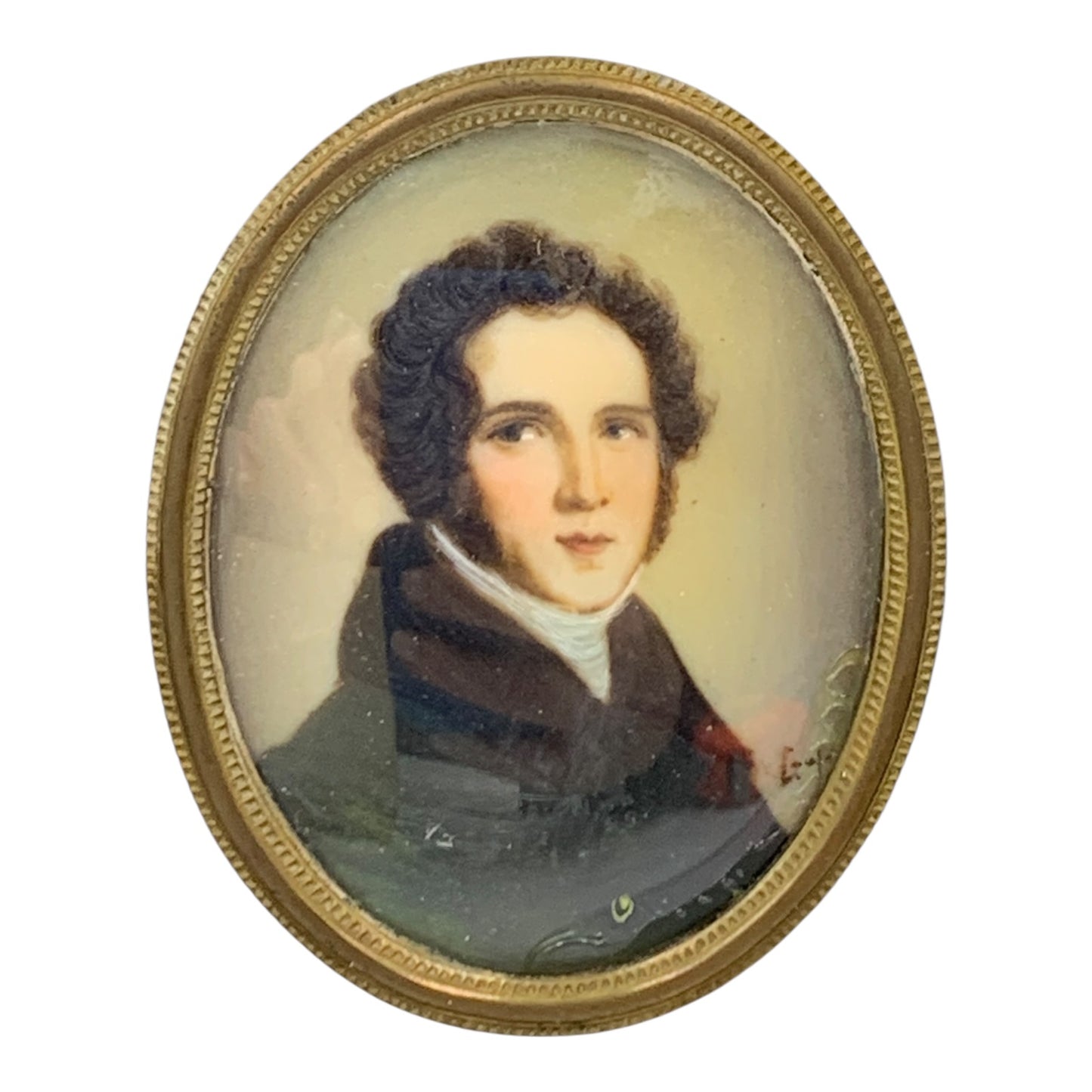 Quadretto Epoca Miniatura Volto