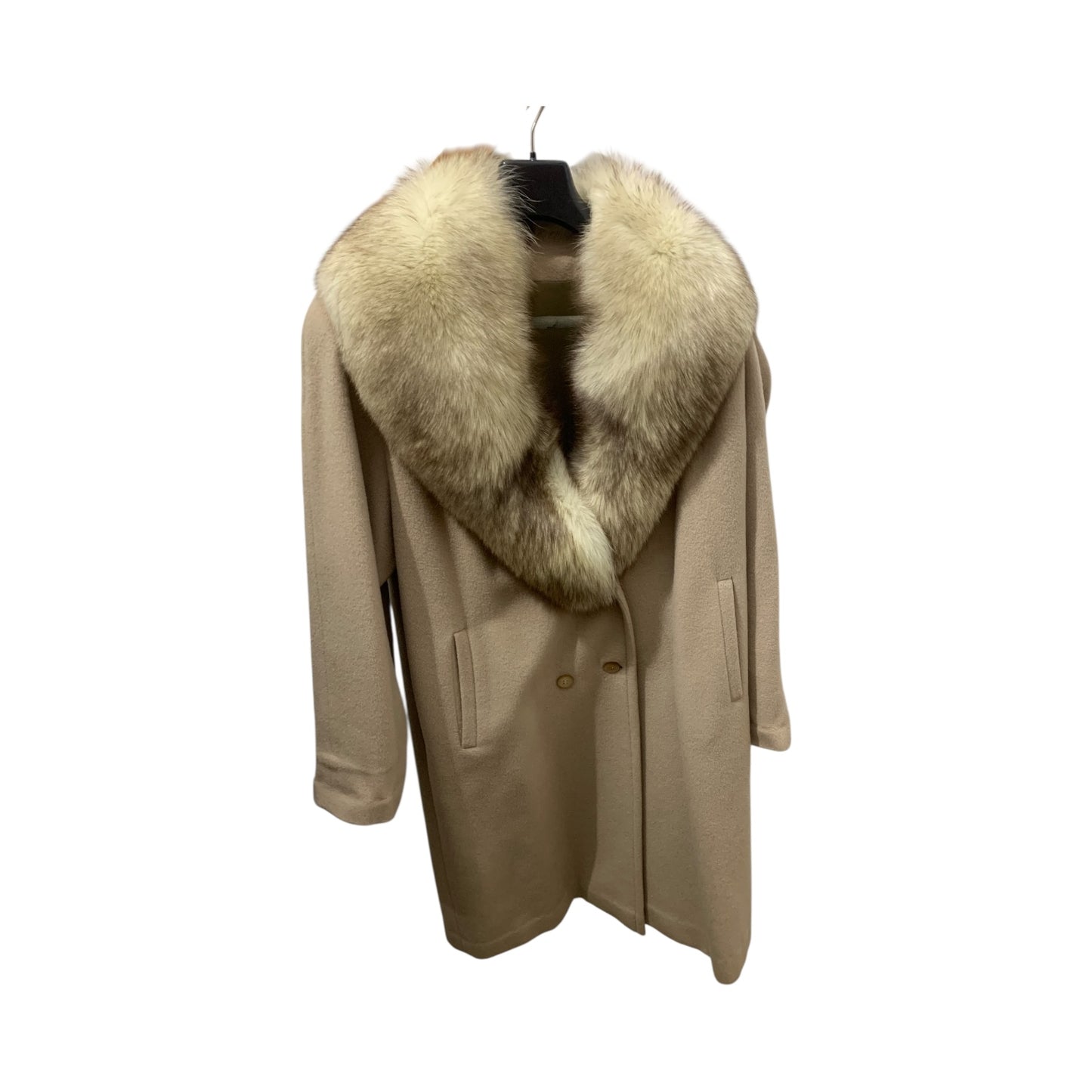 Cappotto Donna Vintage Lana  Collo Pelliccia Volpe