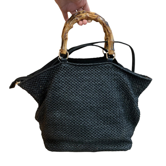 Borsa Paglia Manico Tipo Bamboo
