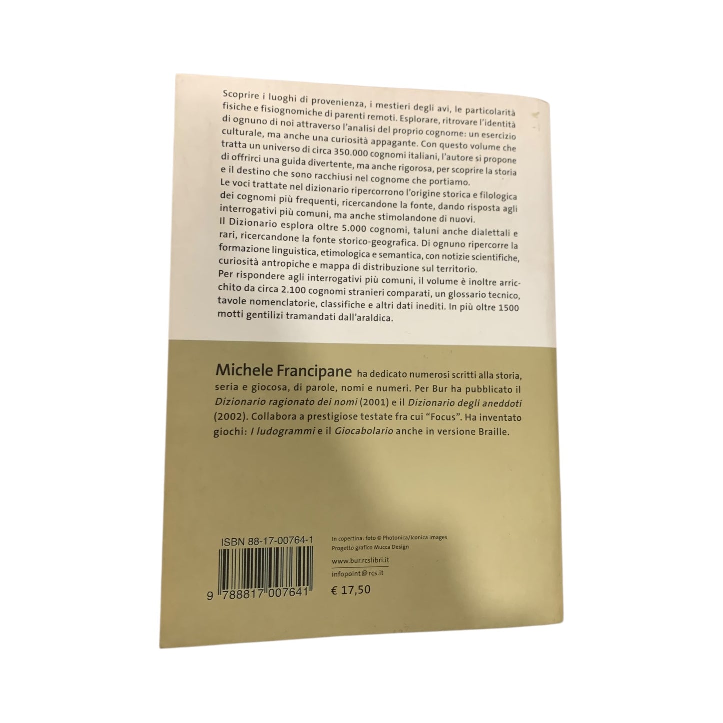 Libro Dizionario Ragionato Dei Cognomi Italiani