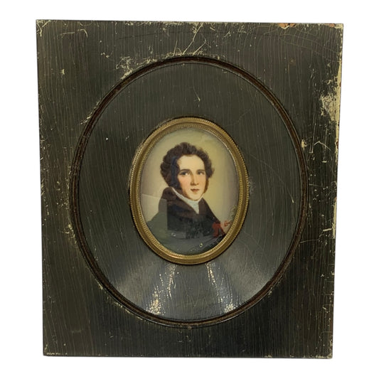 Quadretto Epoca Miniatura Volto