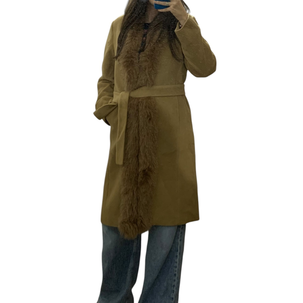Cappotto Donna Vintage Lana Bordo Pelliccia