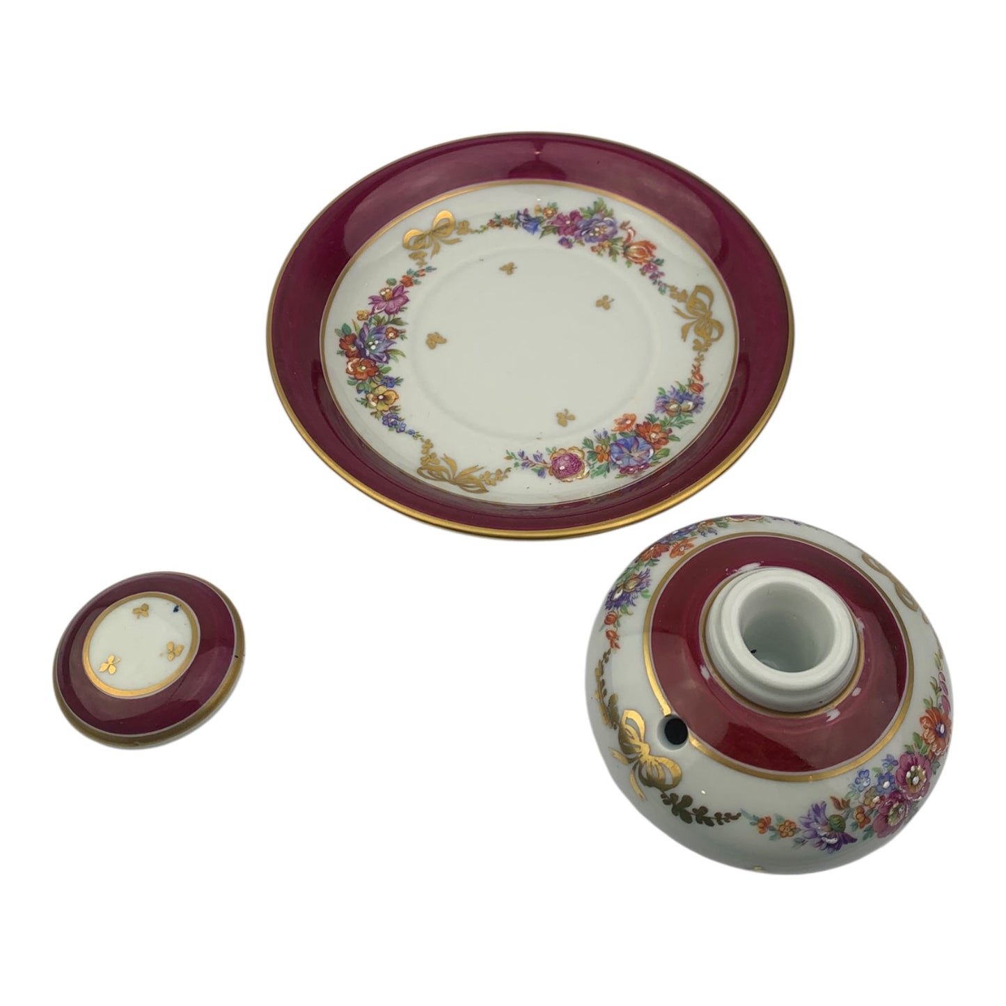 Calamaio + Piattino Ceramica Limoges