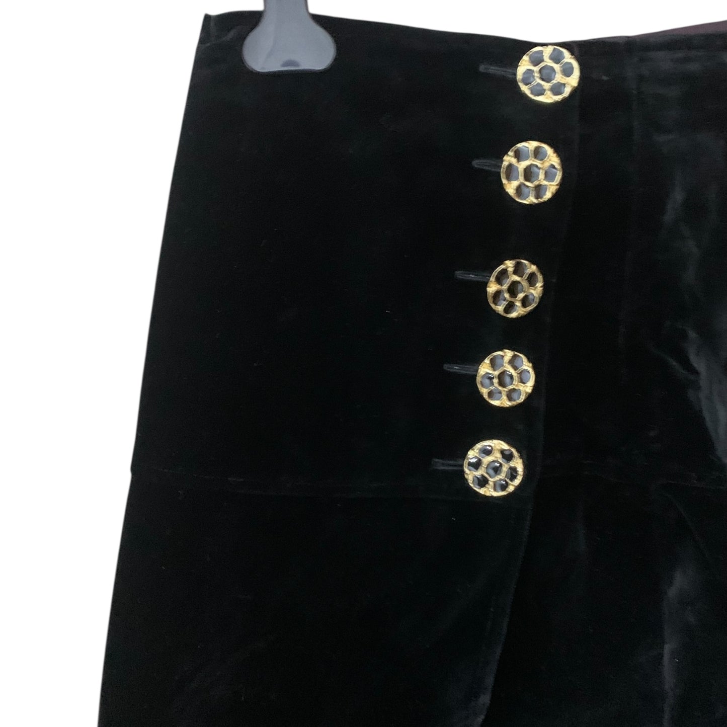 Gonna Vintage Velluto Nero Bottoni Gioiello