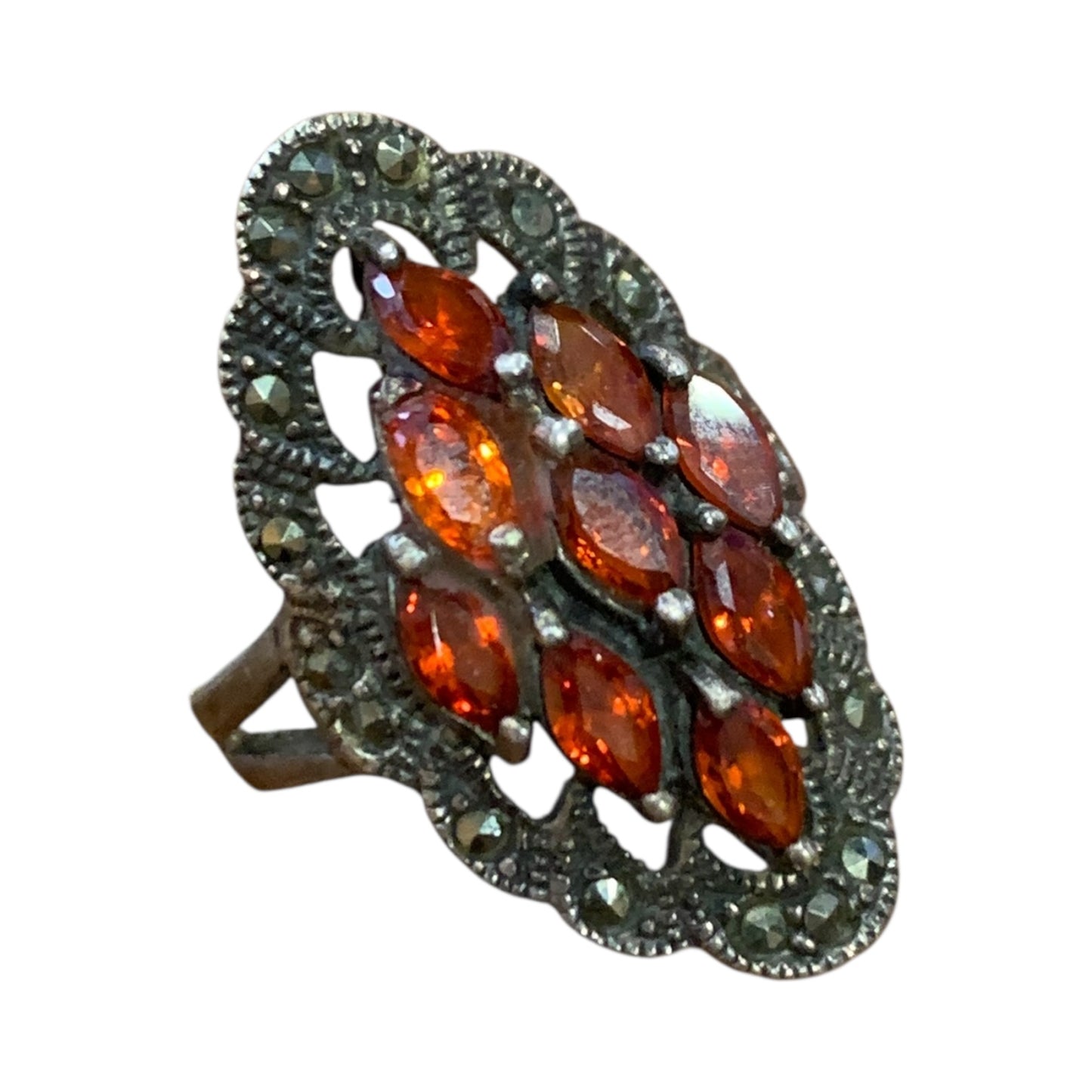 Anello Vintage Brillantini Arancione