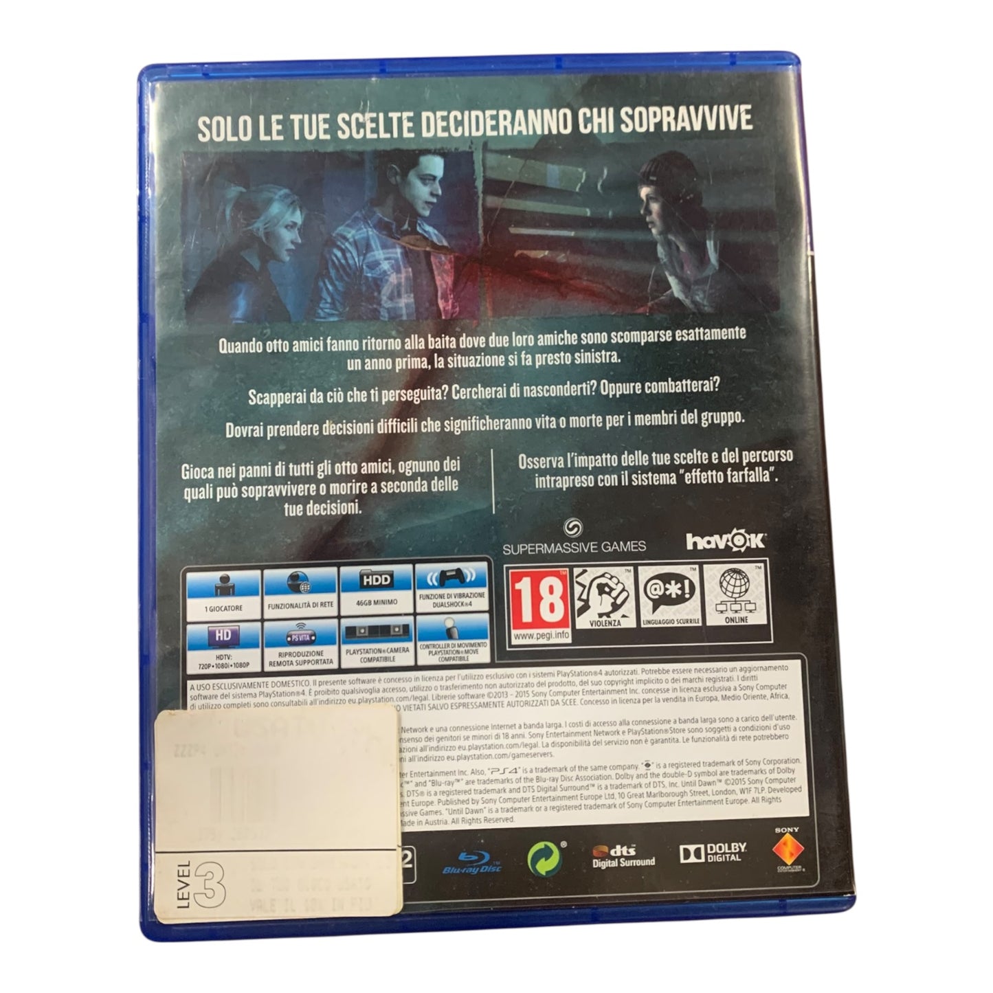Gioco Until Dawn Play Station 4 PS4